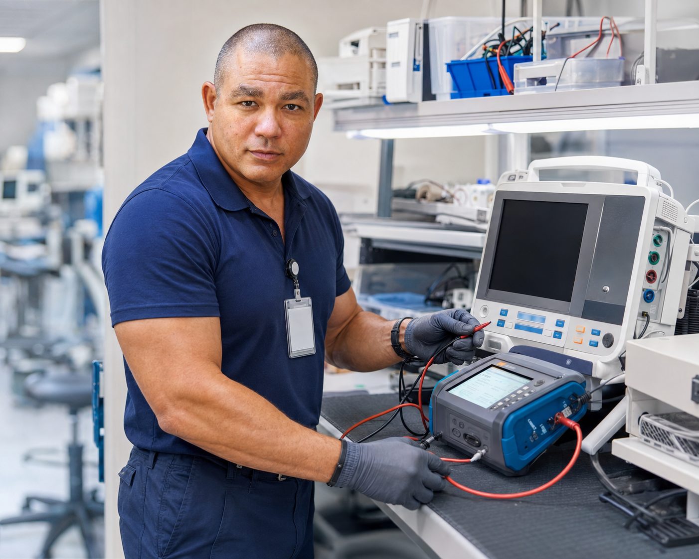 BiomedRx technician performing anesthesia equipment service to protect patient safety