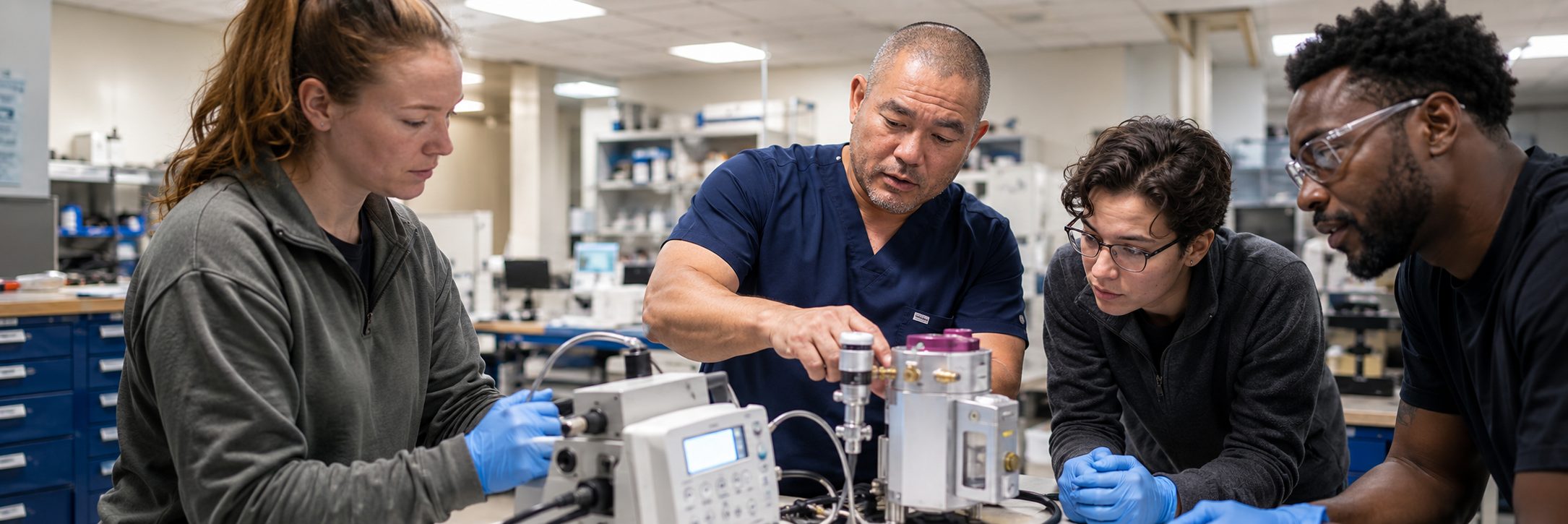 Medical imaging equipment service on a mammography system with test instrumentation